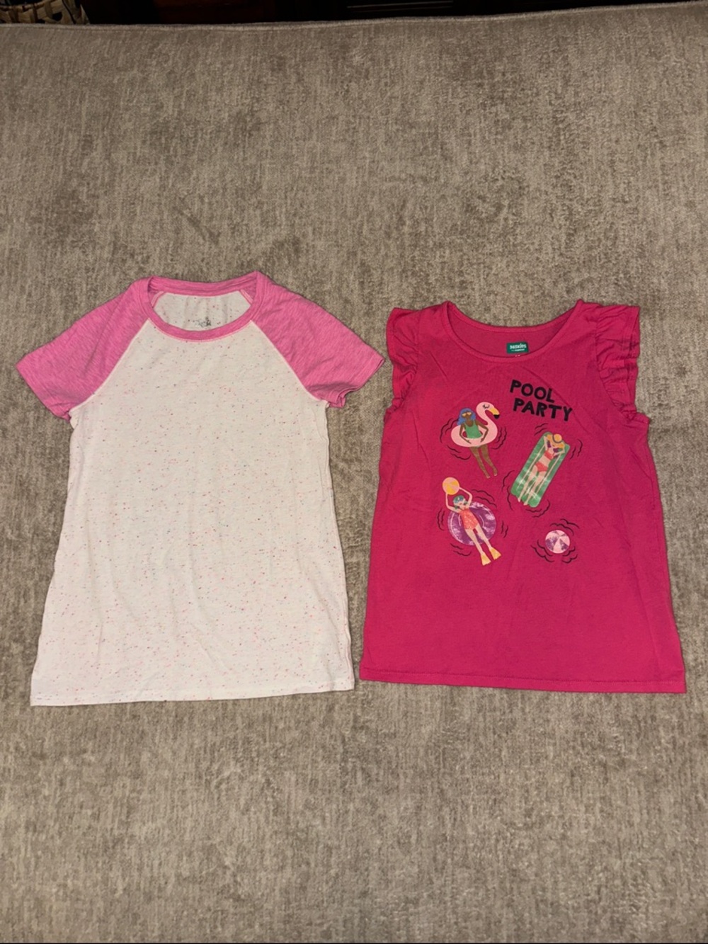 Girls' 10 - Pink Pool Party Tee & Pink Raglan Tee Set Justice
